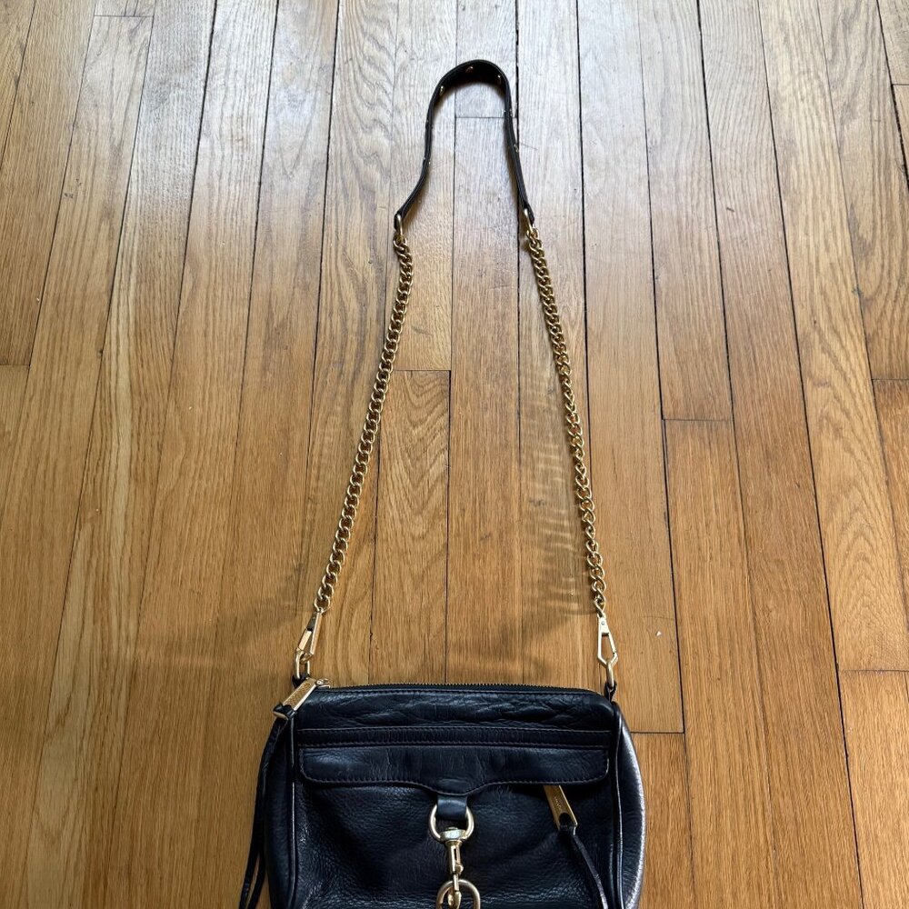 Rebecca Minkoff Mini MAC Purse Black Pebbled Leather Tassel Stud and Chain - Picture 5 of 16